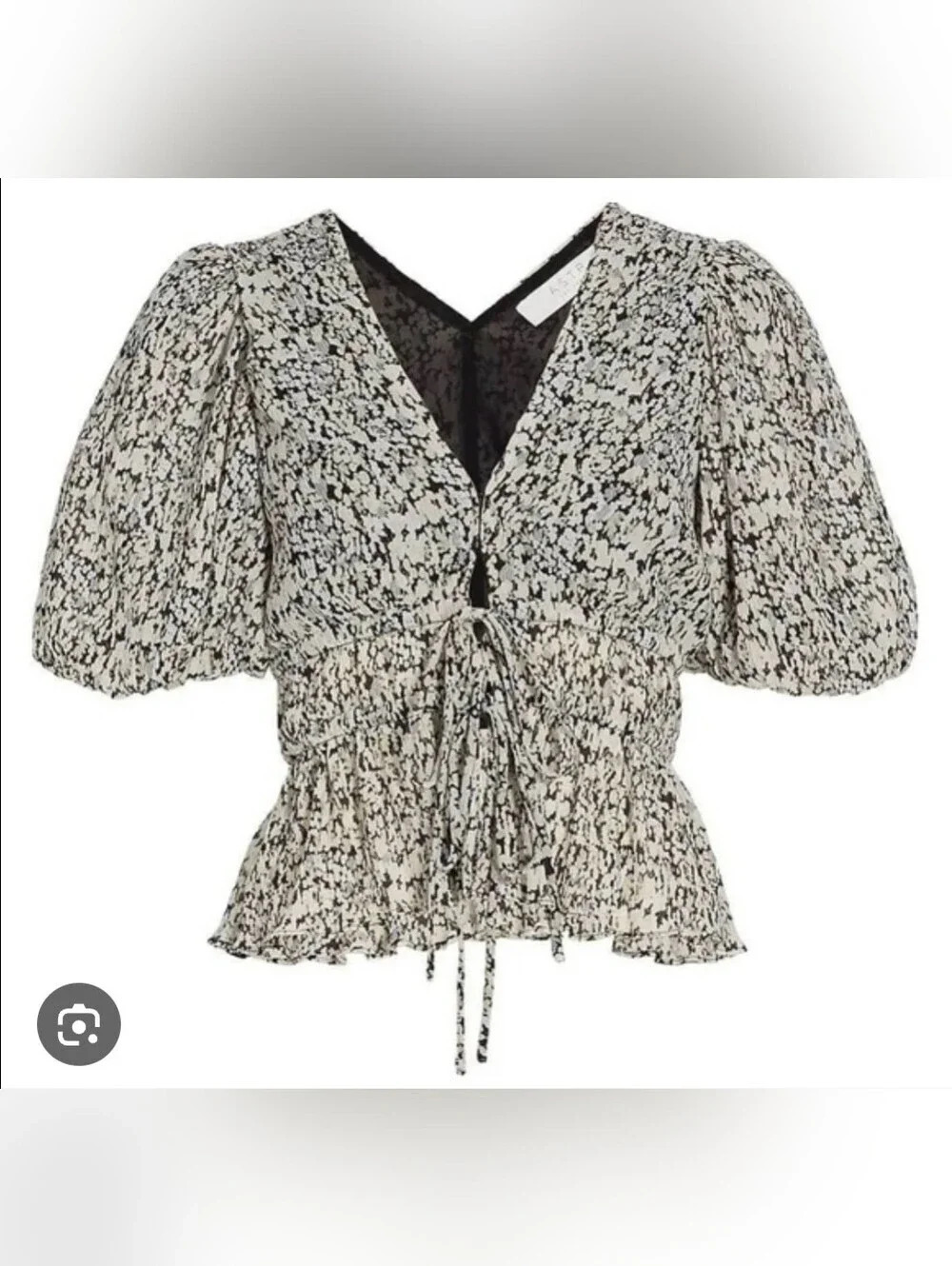 ASTR The Label Floral Tie Front Blouse Large